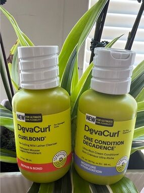 Bundle 2 ,DevaCurl Travel Hair Care Duo in Bright Green and White